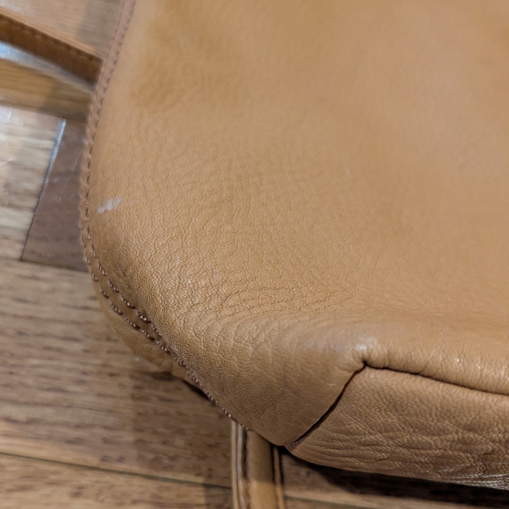 HOBO Tan Leather Backpack with Patterned Lining - Picture 6 of 13